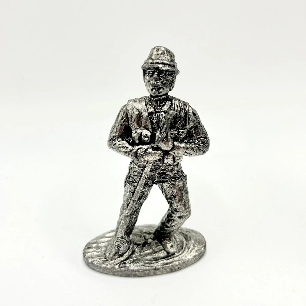 Vintage Miniature Pewter Fly Fisherman with Fishing Pole Figurine Charm